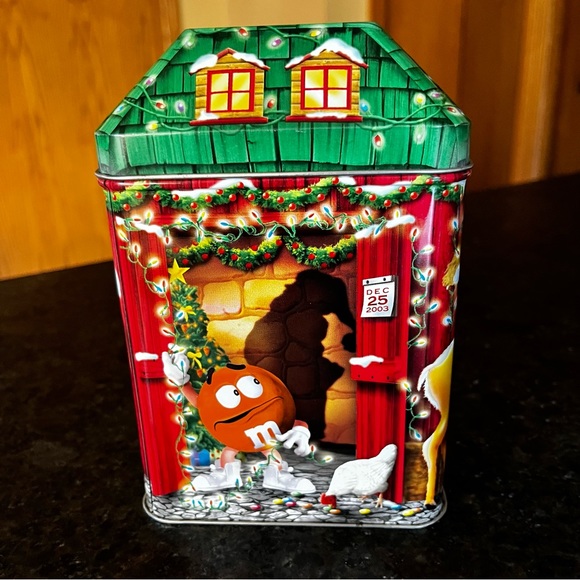 Vintage M&M'S Christmas Holiday REINDEER Tin Canister 2003 Collection - Picture 4 of 10